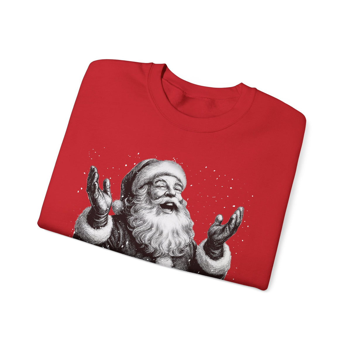 Joyful Santa - Black and White Vintage – Gildan Heavy Blend | Trendy Women’s and Men's Soft Sweatshirt. Direct to Garment. Printed & Shipped in the USA. Unisex Sizes.