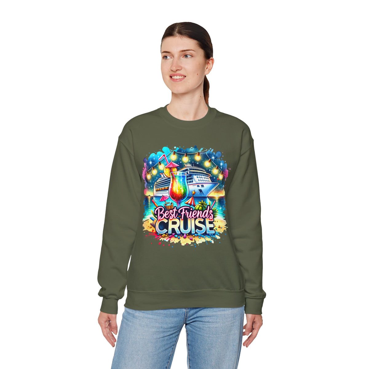 Best Friends Cruise – Gildan Heavy Blend | Trendy Women’s Soft Sweatshirt. Direct to Garment. Printed & Shipped in the USA. Unisex Sizes.