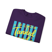 Tanned and Tipsy – Gildan Heavy Blend | Trendy Women’s Soft Sweatshirt. Direct to Garment. Printed & Shipped in the USA. Unisex Sizes.