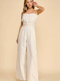 Accordian Shape (Cream) Cami Linen Jumpsuit