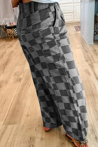Gretchen Grey & Black Checkered Denim Jeans