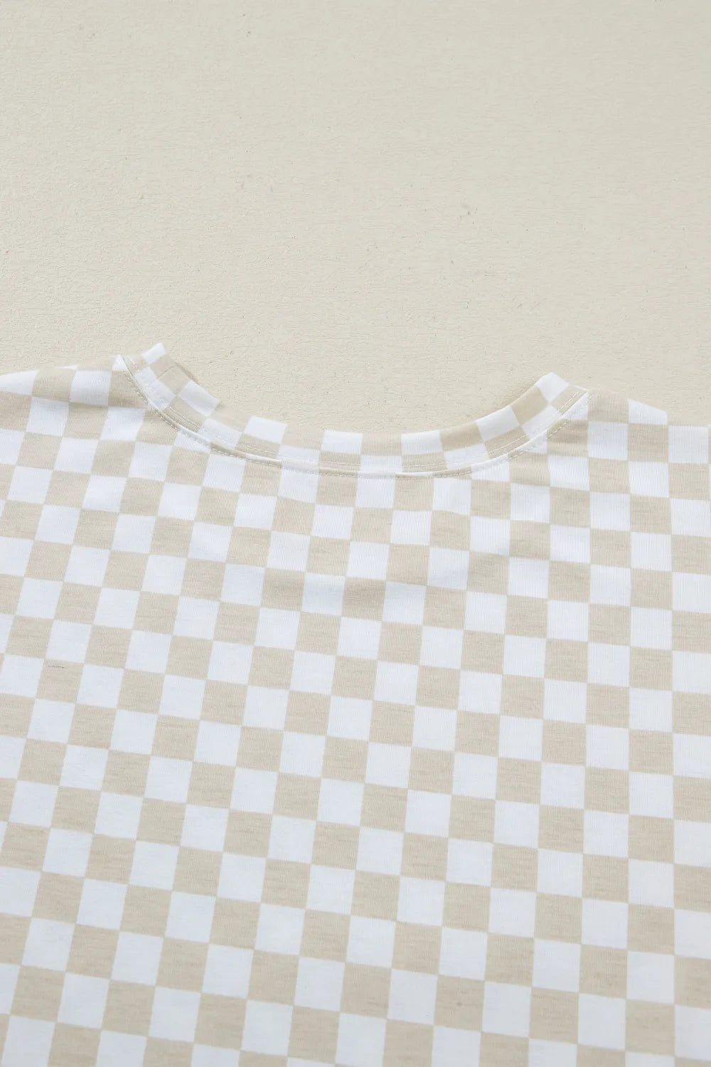 Khaki & White 2pc Checkered Print Half Sleeve Loungewear with Pockets