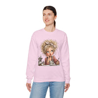 Cute Artist Curly Girl – Gildan Heavy Blend | Trendy Women’s Soft Sweatshirt. Direct to Garment. Printed & Shipped in the USA. Unisex Sizes.