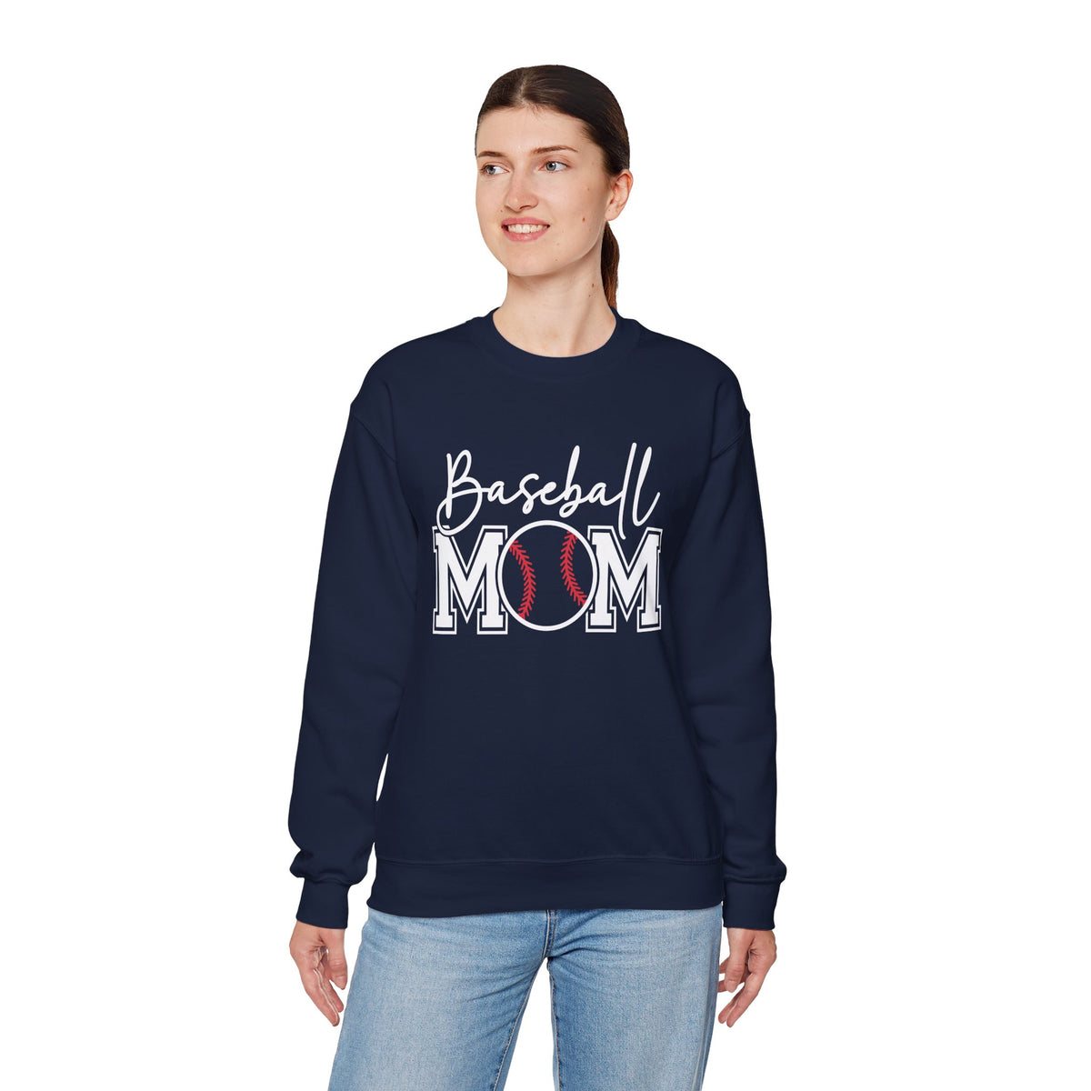 Baseball Mom – Gildan Heavy Blend | Trendy Women’s Soft Sweatshirt. Direct to Garment. Printed & Shipped in the USA. Unisex Sizes.