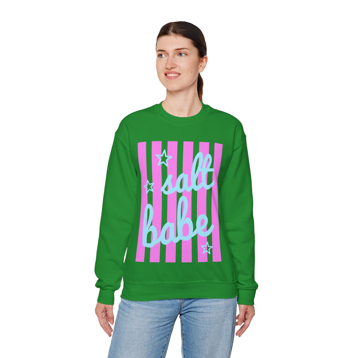 Salt Babe – Gildan Heavy Blend | Trendy Women’s Soft Sweatshirt. Direct to Garment. Printed & Shipped in the USA. Unisex Sizes.