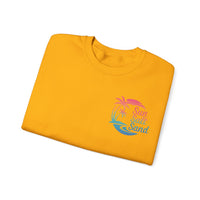 Sun Salt Sand, Beach Sunset - Front & Back Print – Gildan Heavy Blend | Trendy Women’s and Men's Soft Sweatshirt. Direct to Garment. Printed & Shipped in the USA. Unisex Sizes.