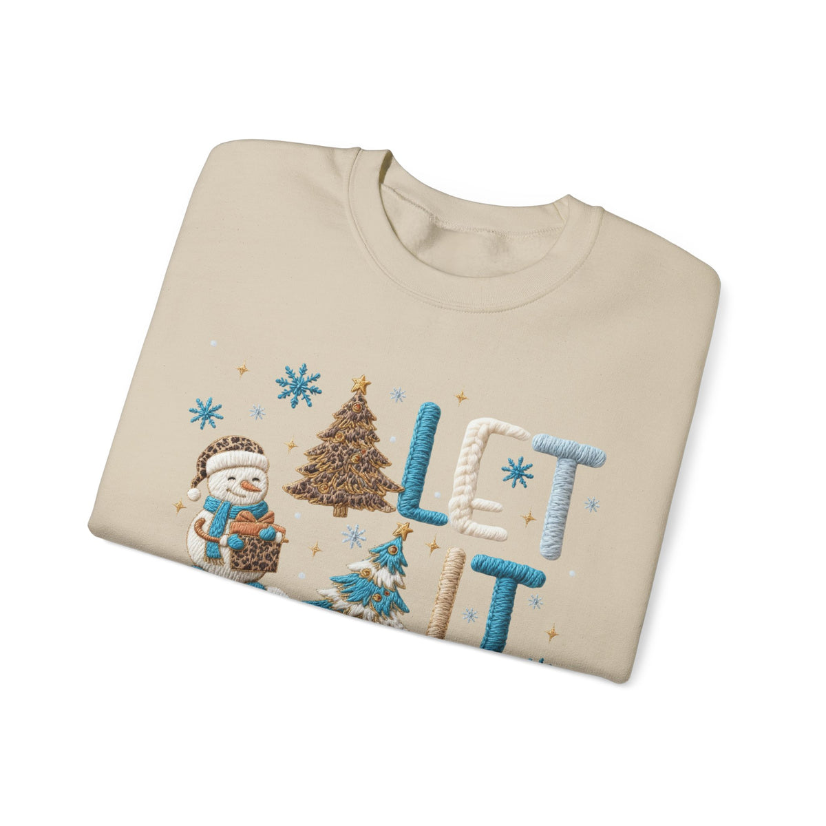 Let It Snow, Snowman – Gildan Heavy Blend | Trendy Women’s Soft Sweatshirt. Direct to Garment. Printed & Shipped in the USA. Unisex Sizes.