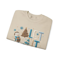 Let It Snow, Snowman – Gildan Heavy Blend | Trendy Women’s Soft Sweatshirt. Direct to Garment. Printed & Shipped in the USA. Unisex Sizes.