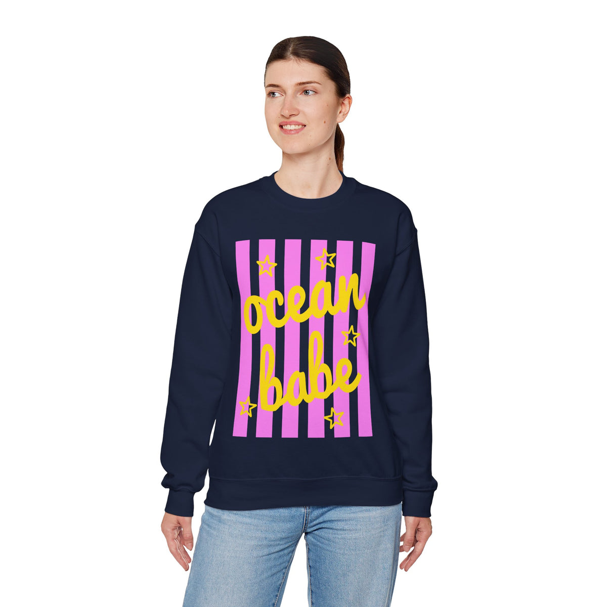 Ocean Babe – Gildan Heavy Blend | Trendy Women’s Soft Sweatshirt. Direct to Garment. Printed & Shipped in the USA. Unisex Sizes.