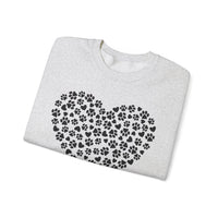 Dog Paw Heart – Gildan Heavy Blend | Trendy Women’s Soft Sweatshirt. Direct to Garment. Printed & Shipped in the USA. Unisex Sizes.