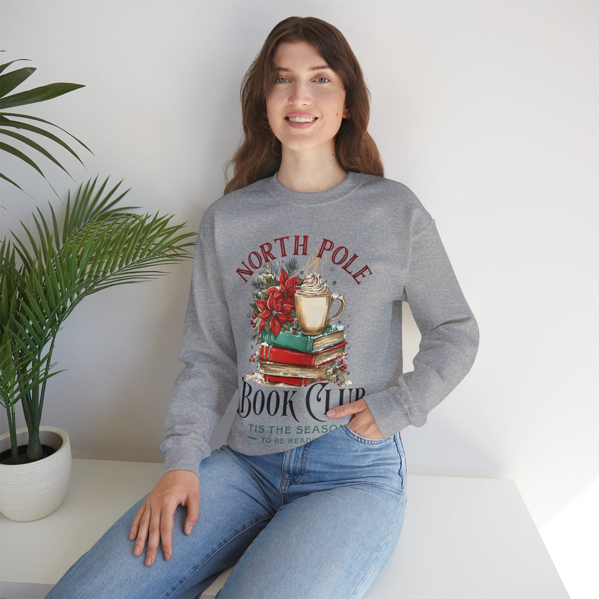 North Pole Book Club – Gildan Heavy Blend | Trendy Women’s Soft Sweatshirt. Direct to Garment. Printed & Shipped in the USA. Unisex Sizes.