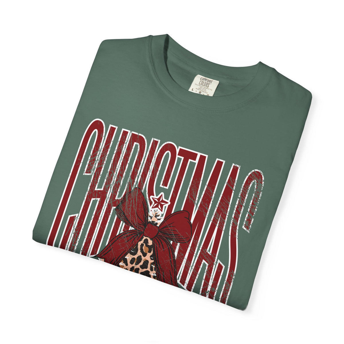 Christmas Season Leopard Tree  - Comfort Colors | Trendy Women's T-Shirt. Direct to Garment. Printed & Shipped in the USA. Unisex Sizes.
