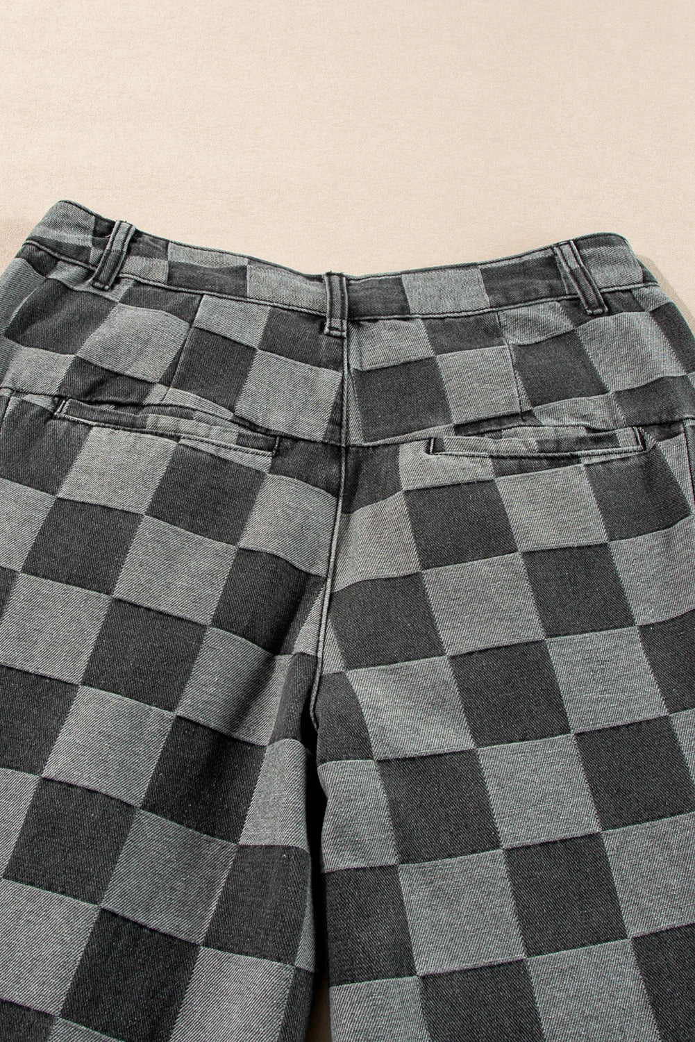 Gretchen Grey & Black Checkered Denim Jeans