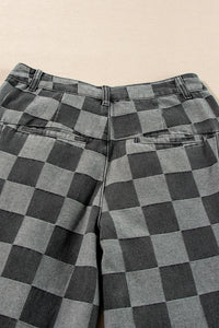 Gretchen Grey & Black Checkered Denim Jeans