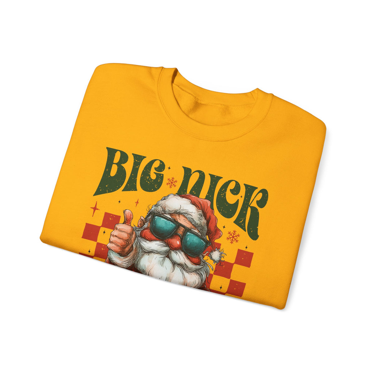 Big Nick Energy - Retro Santa Thumbs Up – Gildan Heavy Blend | Trendy Men's and Women’s Soft Sweatshirt. Direct to Garment. Printed & Shipped in the USA. Unisex Sizes.