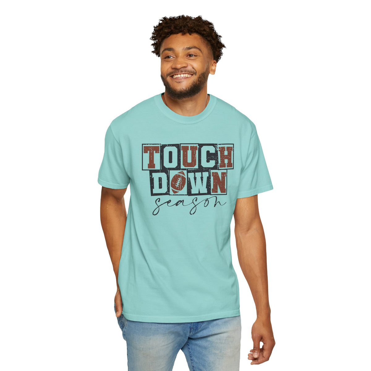 Touchdown Season - Distressed - Comfort Colors | Trendy Men's and Women's T-Shirt. Direct to Garment. Printed & Shipped in the USA. Unisex Sizes.