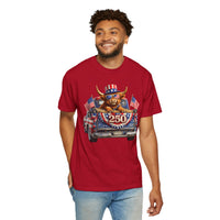 Patriotic Highland, America's 250th Birthday - Comfort Colors | Trendy Women's and Men's T-Shirt. Direct to Garment. Printed & Shipped in the USA. Unisex Sizes.
