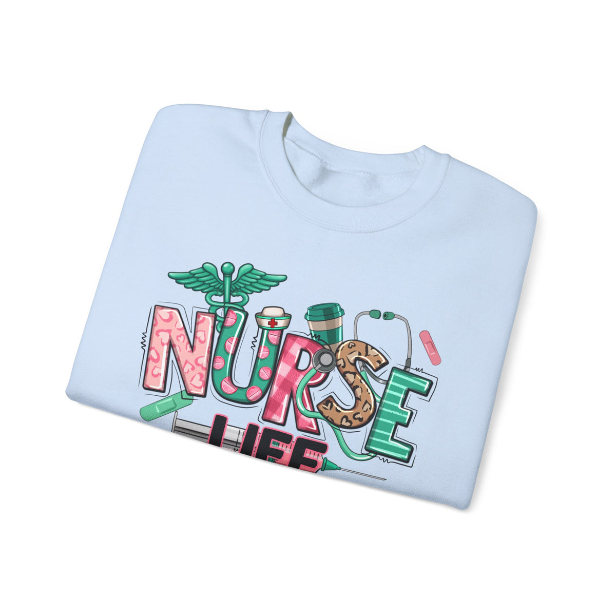 Nurse Life Cute Preppy Healthcare – Gildan Heavy Blend | Trendy Women’s Soft Sweatshirt. Direct to Garment. Printed & Shipped in the USA. Unisex Sizes.