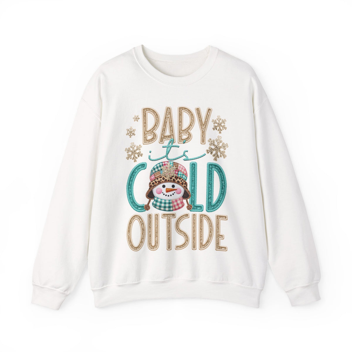 Baby It's Cold Outside Snowman – Gildan Heavy Blend | Trendy Women’s Soft Sweatshirt. Direct to Garment. Printed & Shipped in the USA. Unisex Sizes.