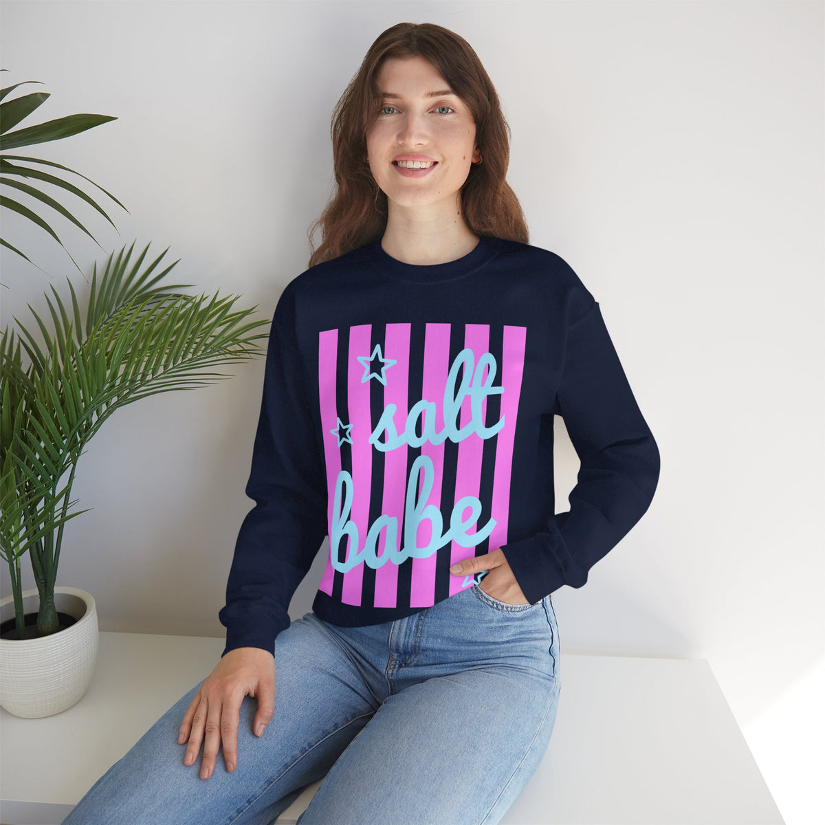 Salt Babe – Gildan Heavy Blend | Trendy Women’s Soft Sweatshirt. Direct to Garment. Printed & Shipped in the USA. Unisex Sizes.