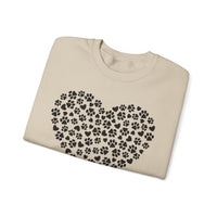 Dog Paw Heart – Gildan Heavy Blend | Trendy Women’s Soft Sweatshirt. Direct to Garment. Printed & Shipped in the USA. Unisex Sizes.