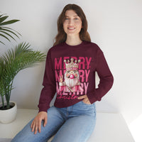 Merry Christmas - Cute Pink Bubblegum Nutcracker – Gildan Heavy Blend | Trendy Women’s Soft Sweatshirt. Direct to Garment. Printed & Shipped in the USA. Unisex Sizes.