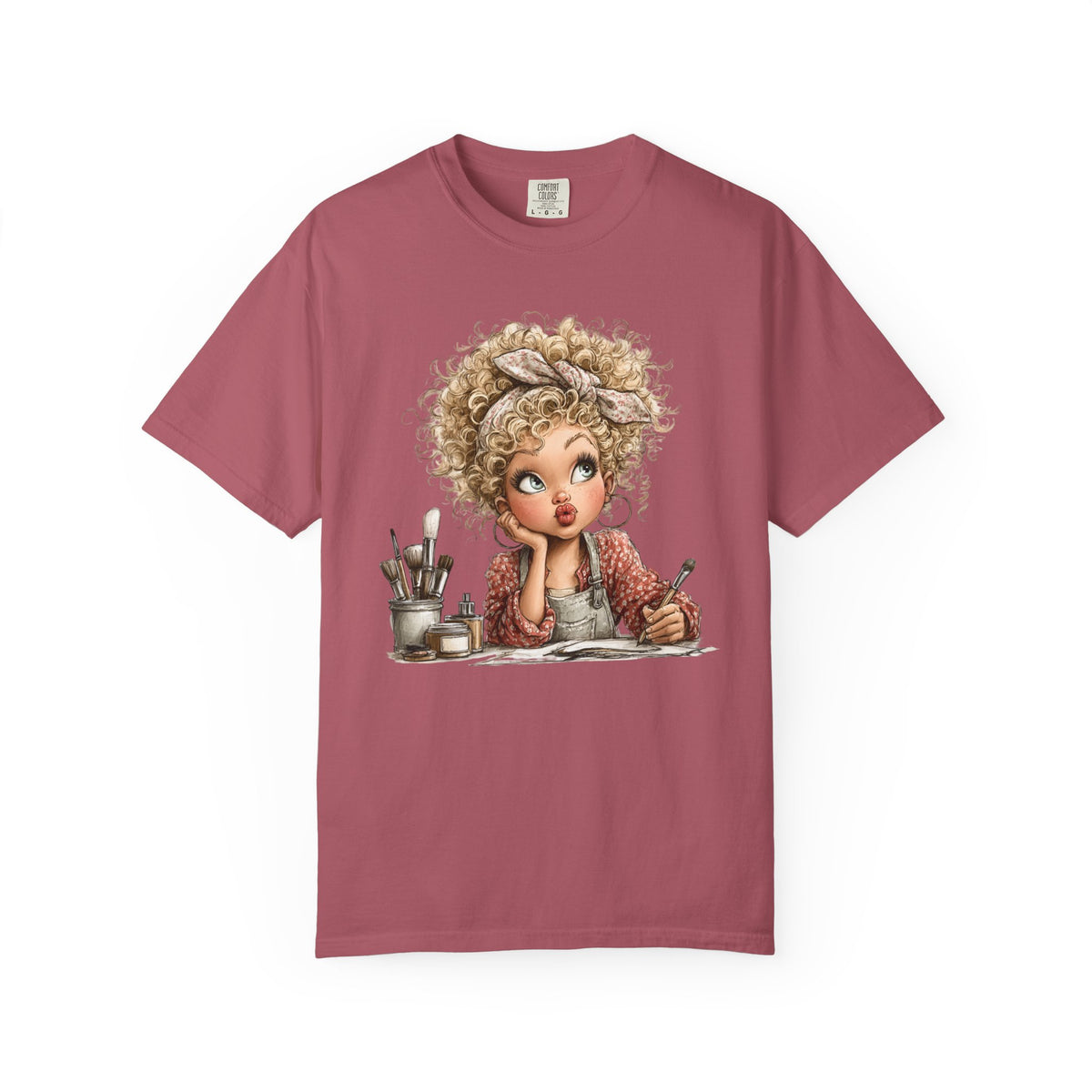 Cute Artist Curly Girl - Comfort Colors | Trendy Women's T-Shirt. Direct to Garment. Printed & Shipped in the USA. Unisex Sizes.