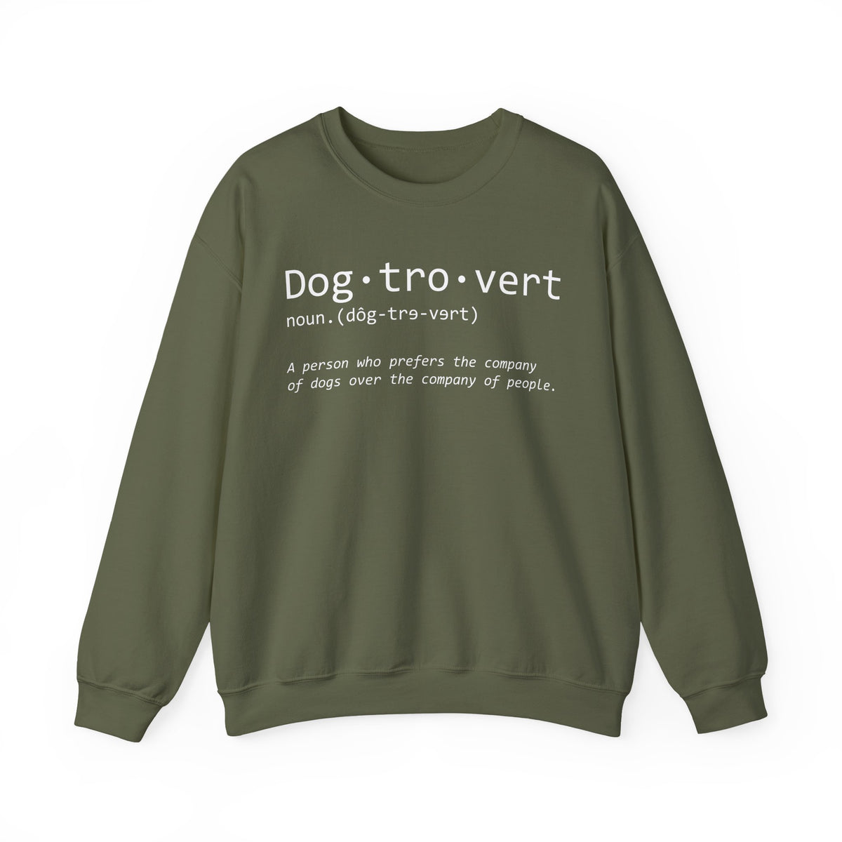 Dogtrovert Typography. Dog Lover – Gildan Heavy Blend | Trendy Men's and Women’s Soft Sweatshirt. Direct to Garment. Printed & Shipped in the USA. Unisex Sizes.