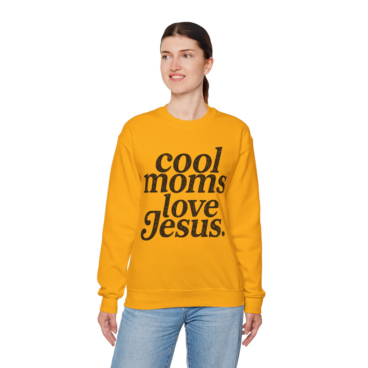 Cool Moms Love Jesus, Vintage – Gildan Heavy Blend | Trendy Women’s Soft Sweatshirt. Direct to Garment. Printed & Shipped in the USA. Unisex Sizes.
