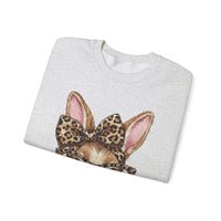 Bunny with Leopard Glasses and Bow – Gildan Heavy Blend | Trendy Women’s Soft Sweatshirt. Direct to Garment. Printed & Shipped in the USA. Unisex Sizes.