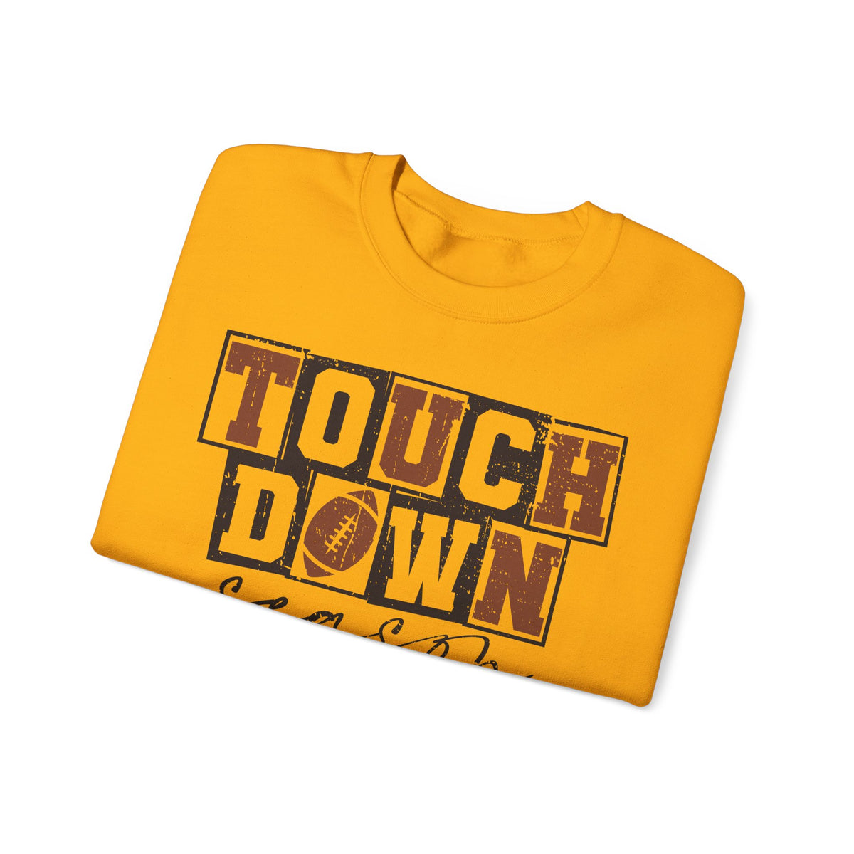 Touchdown Season - Distressed – Gildan Heavy Blend | Trendy Men's and Women’s Soft Sweatshirt. Direct to Garment. Printed & Shipped in the USA. Unisex Sizes.