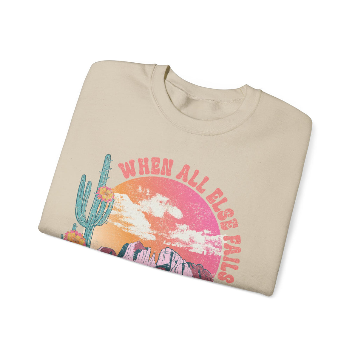 When All Else Fails, God Doesn't, Vintage – Gildan Heavy Blend | Trendy Women’s Soft Sweatshirt. Direct to Garment. Printed & Shipped in the USA. Unisex Sizes.