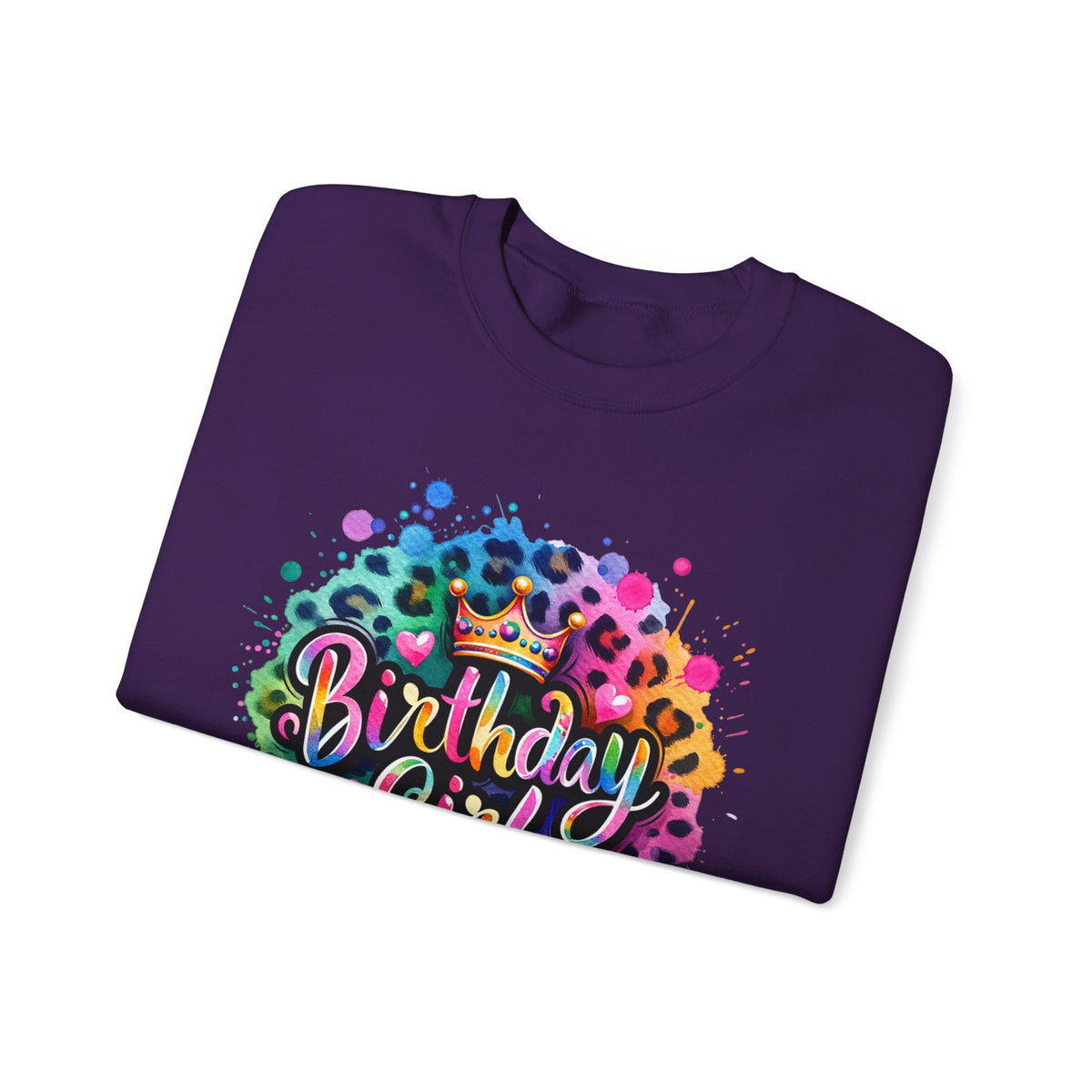 Birthday Girl, Neon Leopard – Gildan Heavy Blend | Trendy Women’s Soft Sweatshirt. Direct to Garment. Printed & Shipped in the USA. Unisex Sizes.