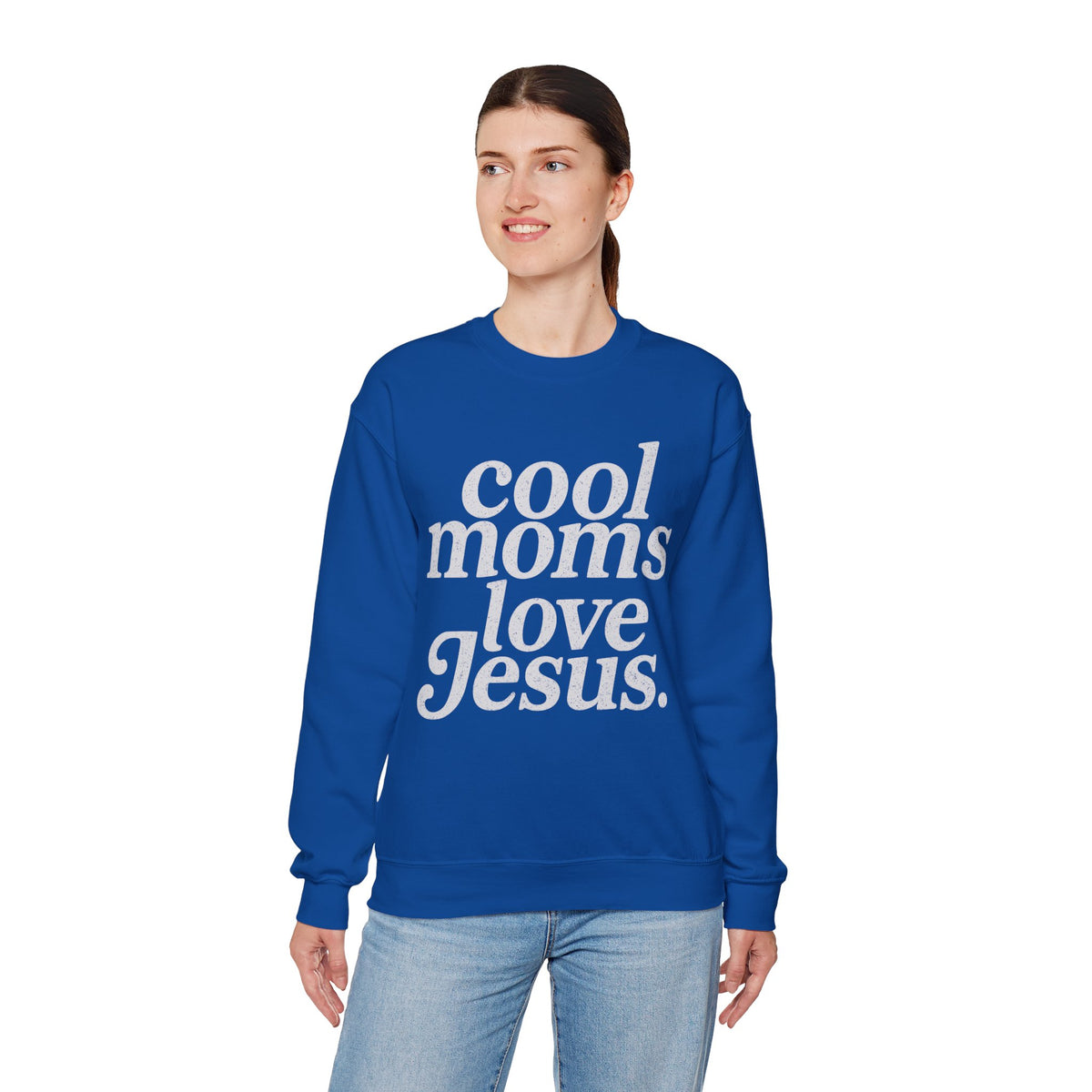 Cool Moms Love Jesus, Vintage – Gildan Heavy Blend | Trendy Women’s Soft Sweatshirt. Direct to Garment. Printed & Shipped in the USA. Unisex Sizes.