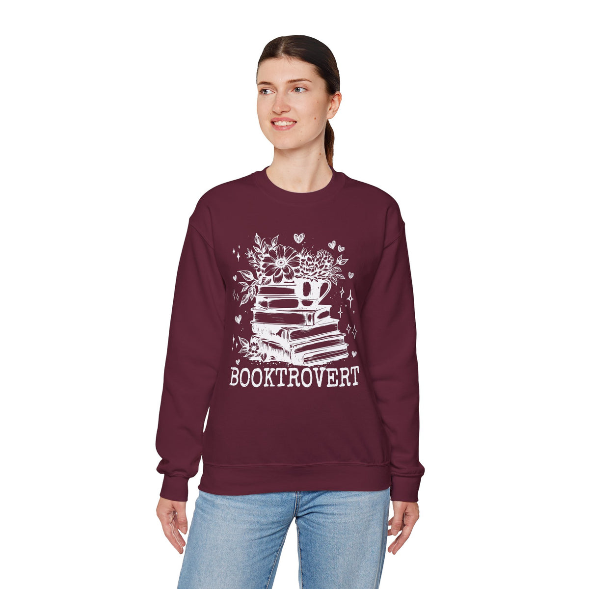 Booktrovert – Gildan Heavy Blend | Trendy Women’s Soft Sweatshirt. Direct to Garment. Printed & Shipped in the USA. Unisex Sizes.