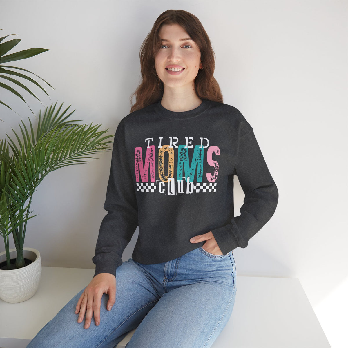 Tired Moms Club Pastel – Gildan Heavy Blend | Trendy Women’s Soft Sweatshirt. Direct to Garment. Printed & Shipped in the USA. Unisex Sizes.