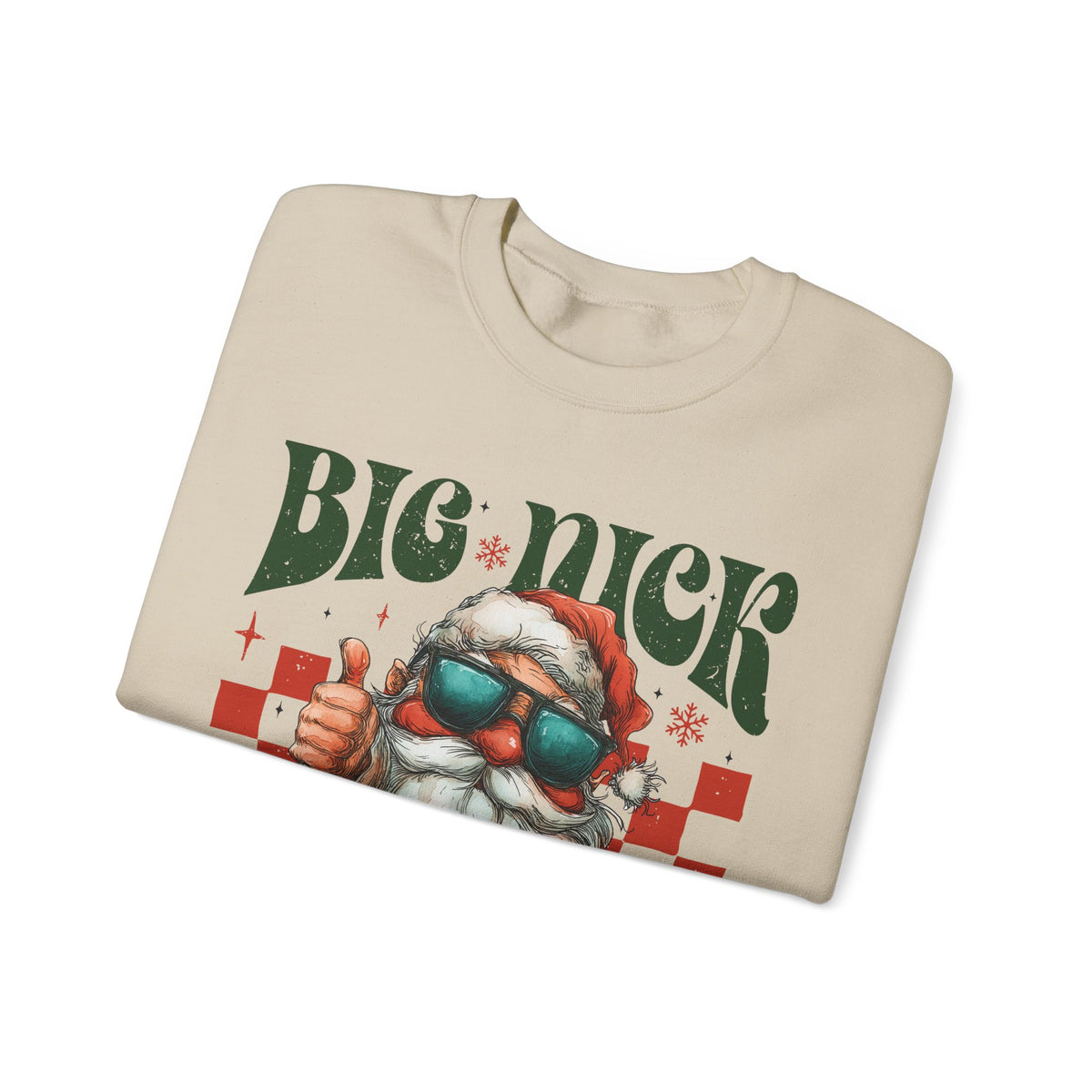 Big Nick Energy - Retro Santa Thumbs Up – Gildan Heavy Blend | Trendy Men's and Women’s Soft Sweatshirt. Direct to Garment. Printed & Shipped in the USA. Unisex Sizes.