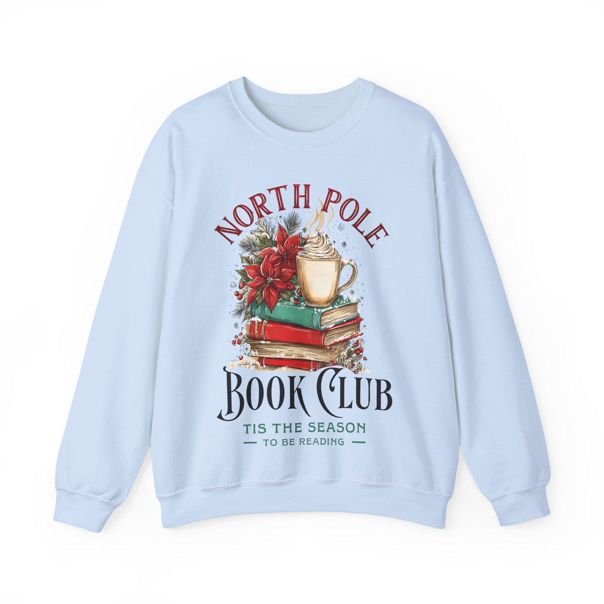 North Pole Book Club – Gildan Heavy Blend | Trendy Women’s Soft Sweatshirt. Direct to Garment. Printed & Shipped in the USA. Unisex Sizes.