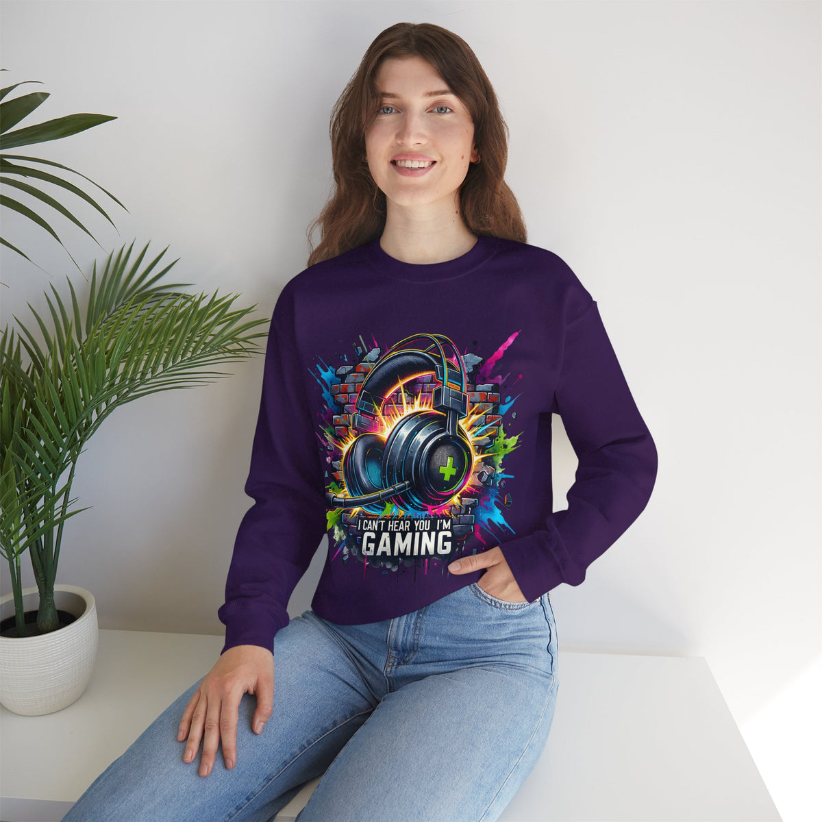 Gaming Headset I Can't Hear You, I'm Gaming – Gildan Heavy Blend | Trendy Women’s and Men's Soft Sweatshirt. Direct to Garment. Printed & Shipped in the USA. Unisex Sizes.