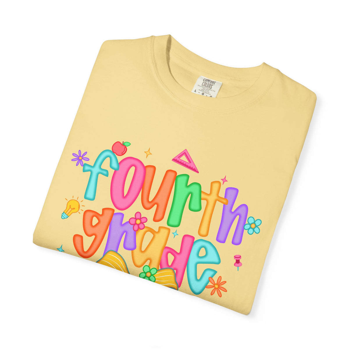 Coquette Fourth Grade Pencil Bow - Comfort Colors | Trendy Women's T-Shirt. Direct to Garment. Printed & Shipped in the USA. Unisex Sizes.