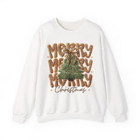 Merry Merry Merry Christmas, Faux Latch Hook Yarn – Gildan Heavy Blend | Trendy Women’s Soft Sweatshirt. Direct to Garment. Printed & Shipped in the USA. Unisex Sizes.