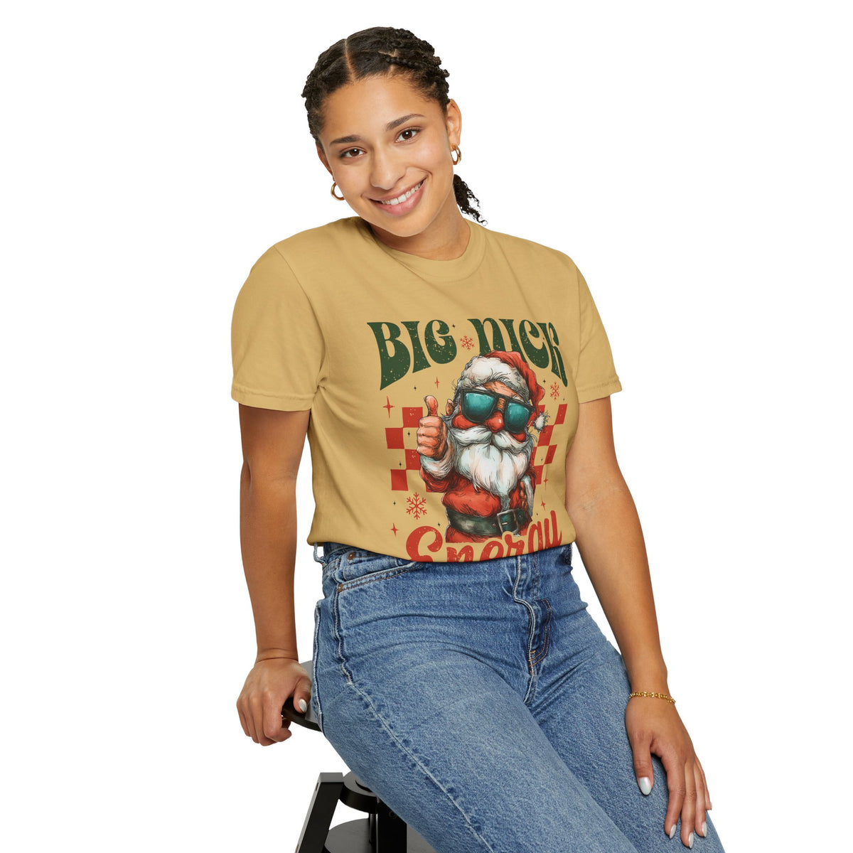 Big Nick Energy - Retro Santa Thumbs Up  - Comfort Colors | Trendy Women's T-Shirt. Direct to Garment. Printed & Shipped in the USA. Unisex Sizes.