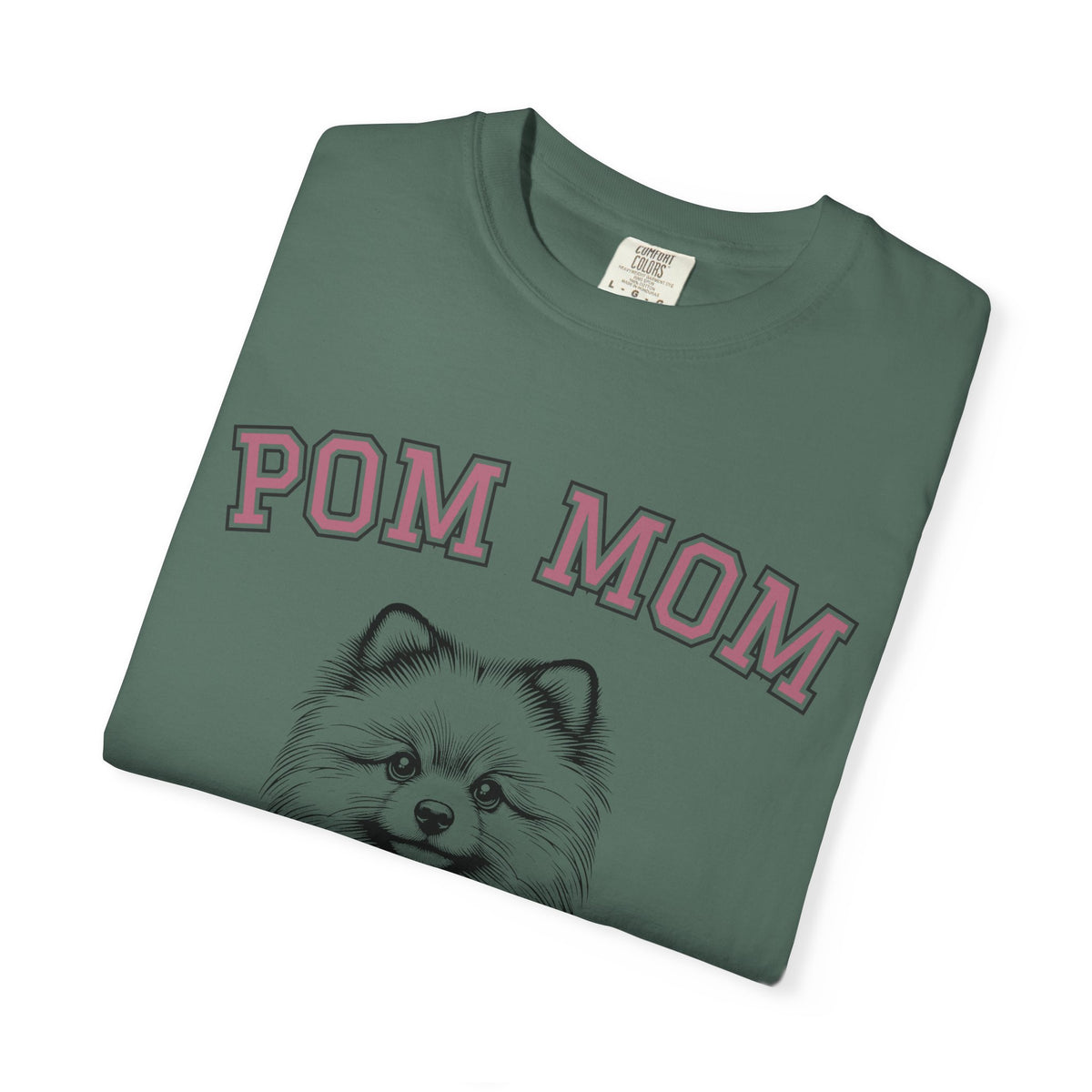 Pom Mom, Varsity - Comfort Colors | Trendy Women's T-Shirt. Direct to Garment. Printed & Shipped in the USA. Unisex Sizes.