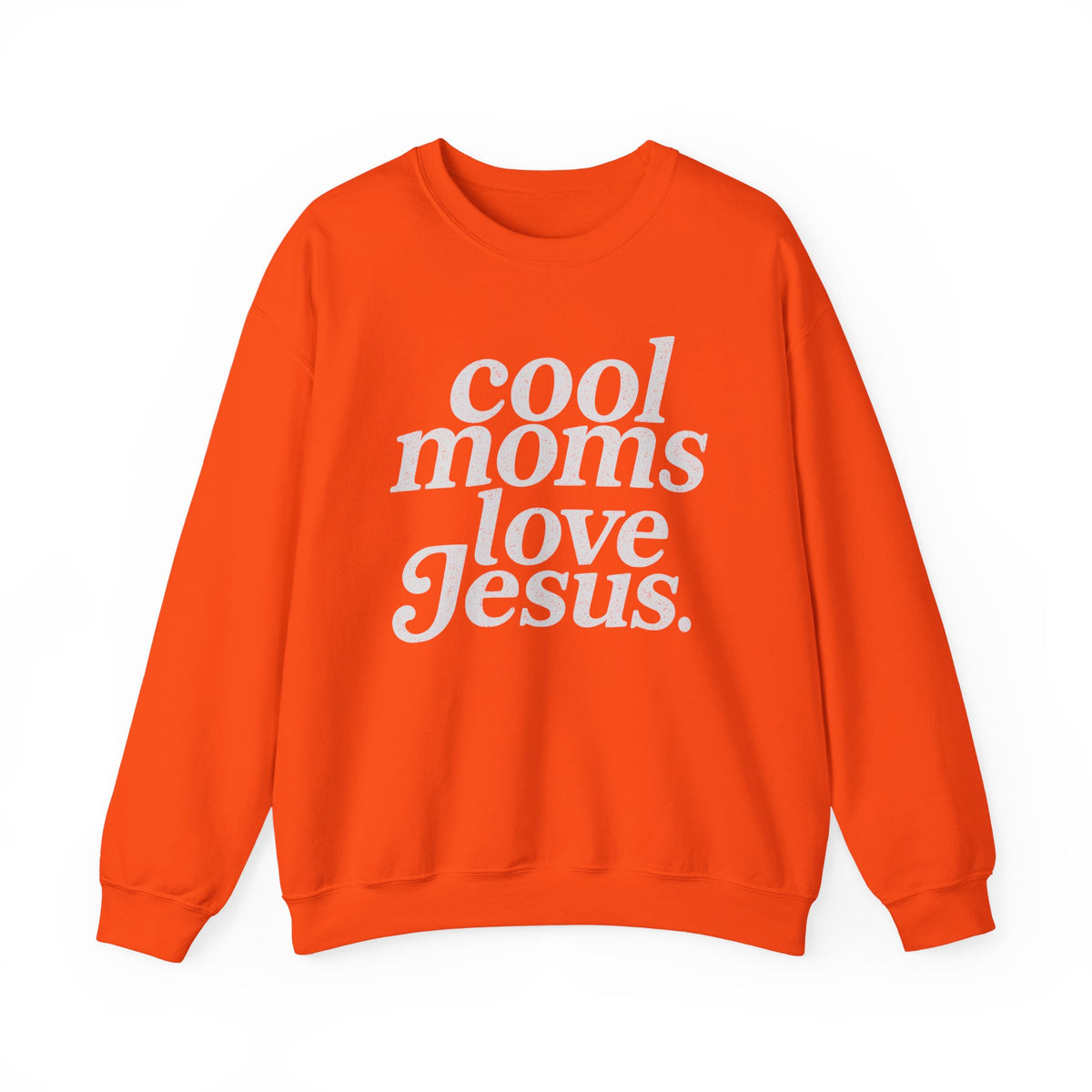 Cool Moms Love Jesus – Gildan Heavy Blend | Trendy Women’s Soft Sweatshirt. Direct to Garment. Printed & Shipped in the USA. Unisex Sizes.