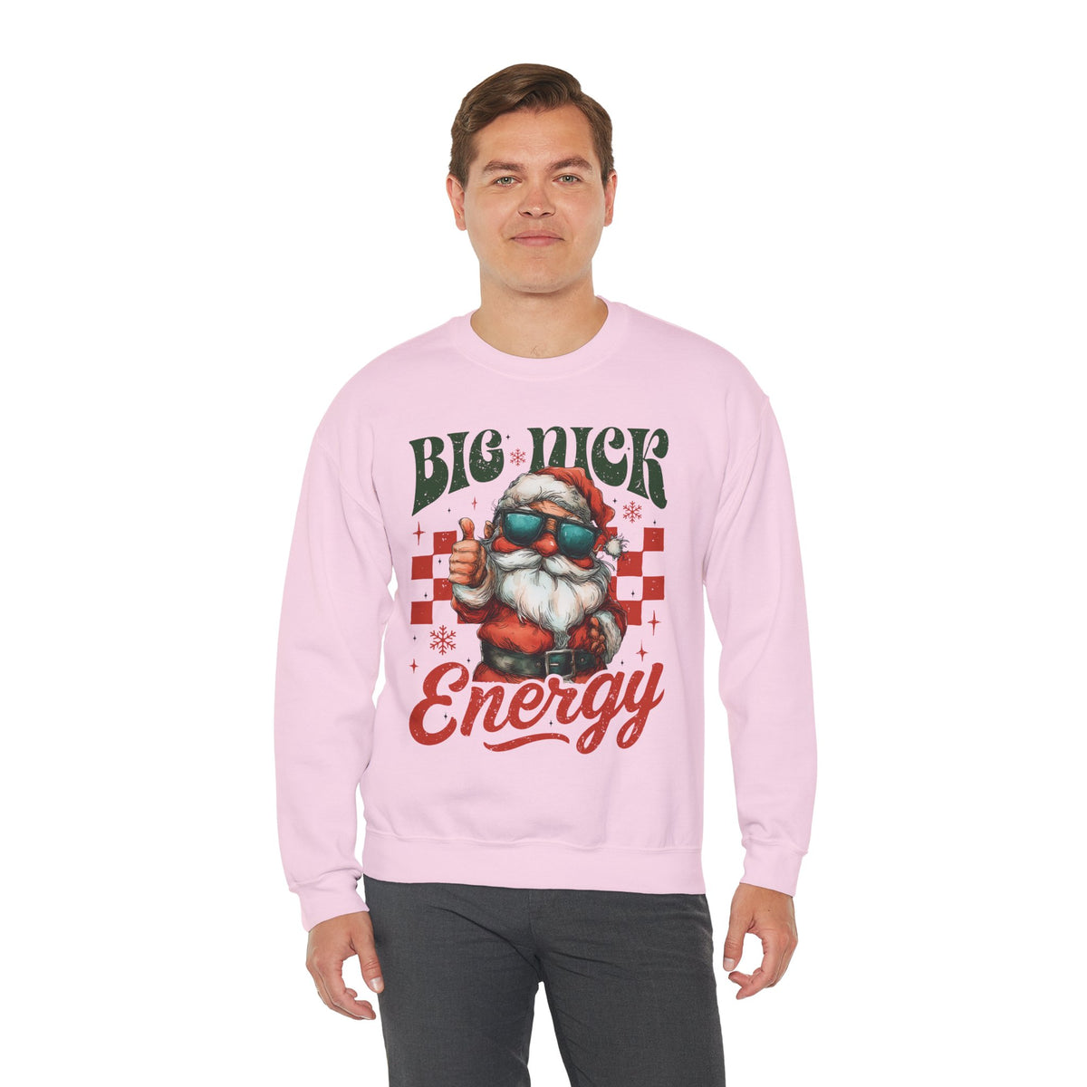 Big Nick Energy - Retro Santa Thumbs Up – Gildan Heavy Blend | Trendy Men's and Women’s Soft Sweatshirt. Direct to Garment. Printed & Shipped in the USA. Unisex Sizes.
