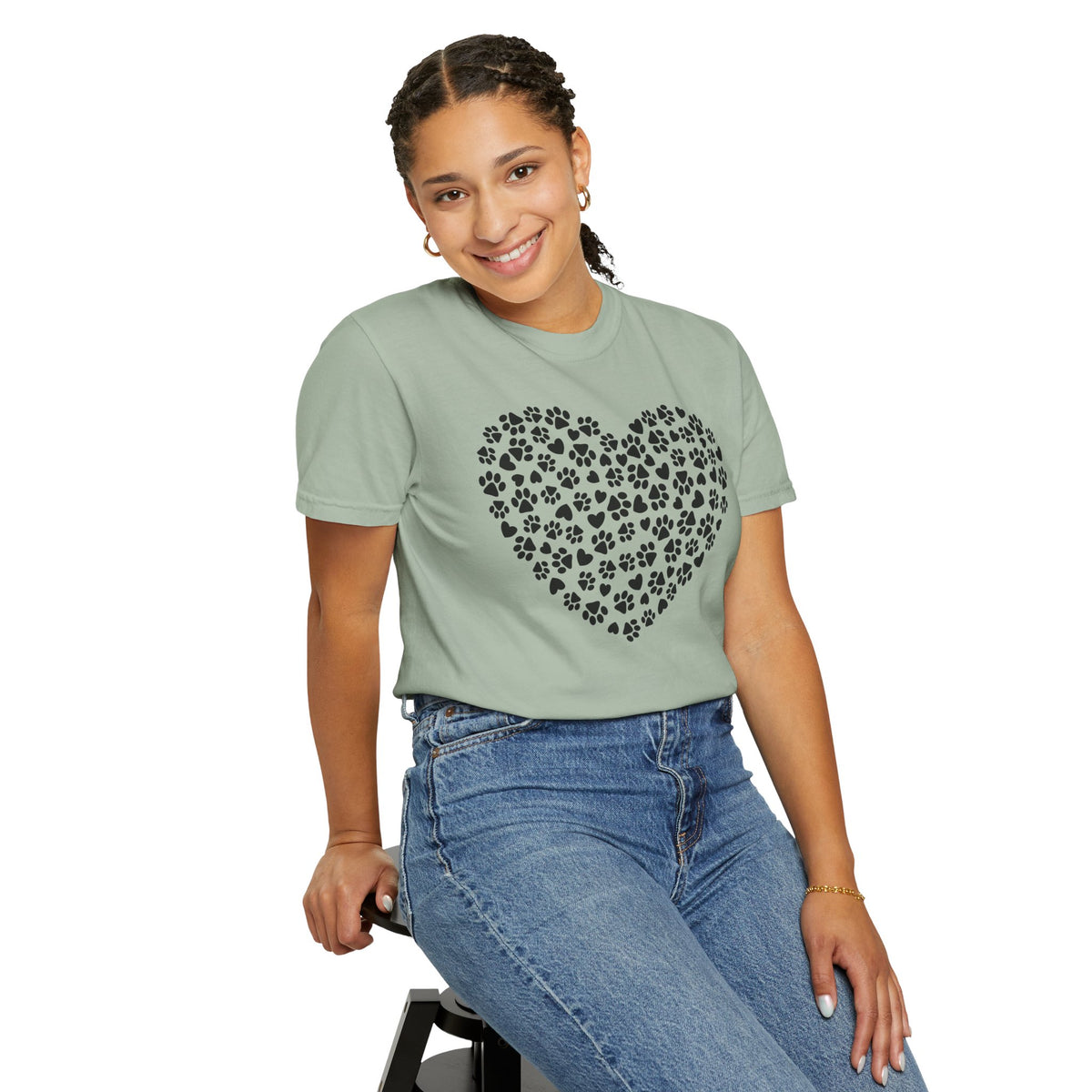Dog Paw Heart - Comfort Colors | Trendy Women's T-Shirt. Direct to Garment. Printed & Shipped in the USA. Unisex Sizes.