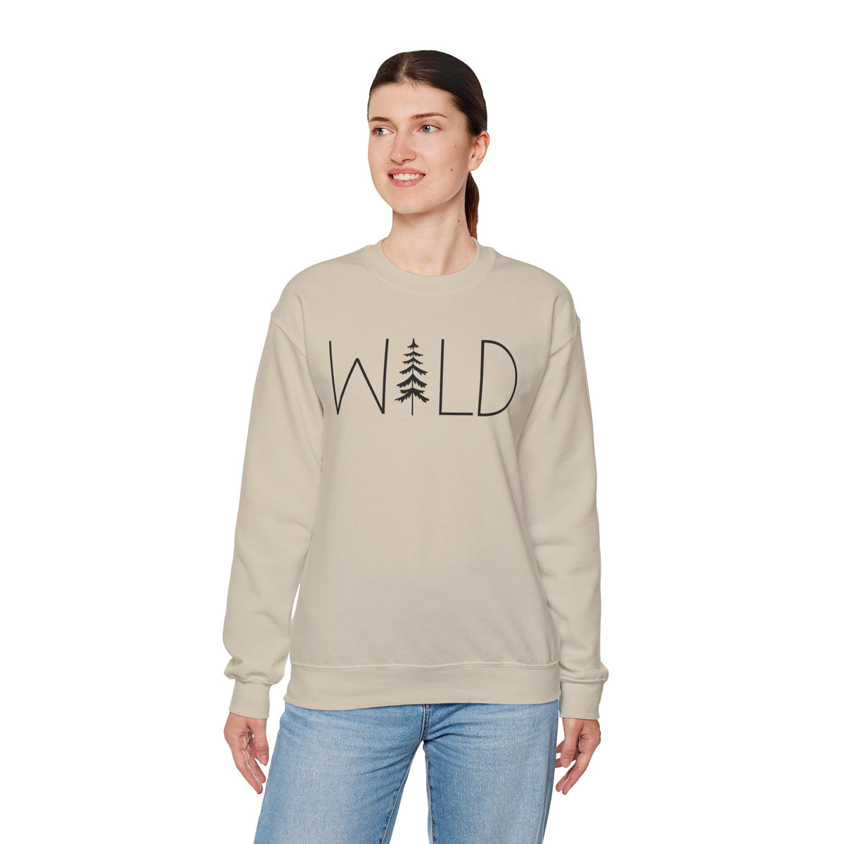 Wild Graphic, Nature, Pine Tree, Adventure – Gildan Heavy Blend | Trendy Women’s and Men's Soft Sweatshirt. Direct to Garment. Printed & Shipped in the USA. Unisex Sizes.