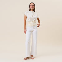 Draped (Cream) Rayon/Spandex Top