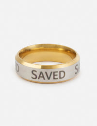 "Saved" Gold-Colored Stackable Ring