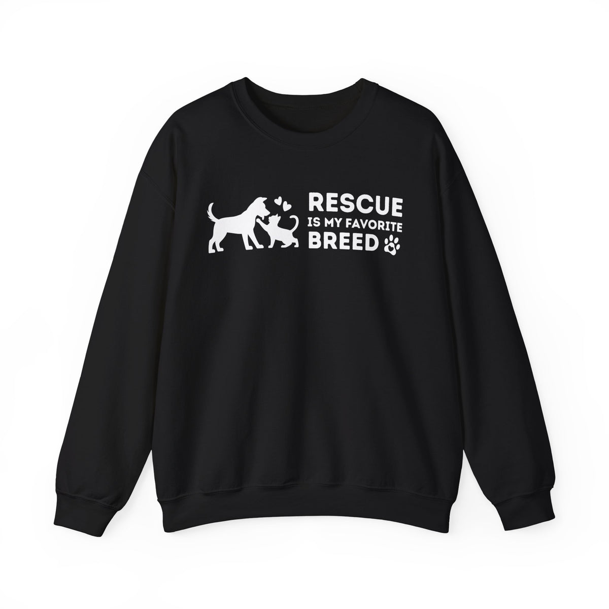 Rescue Is My Favorite Breed *This Shirt Saves Lives* – Gildan Heavy Blend | Trendy Men's and Women’s Soft Sweatshirt. Direct to Garment. Printed & Shipped in the USA. Unisex Sizes.